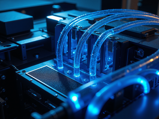 蓝色通信设备电源，散热风扇设计，多路输出接口，专业通信设备外观