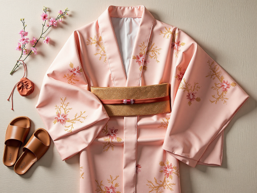 狐族真白头像,穿着红色和服,手持双刀,橙色长发,尾巴飘逸,背景为樱花树下,明亮自然光