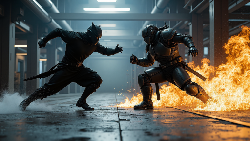 新角色预告海报,展示角色立绘,华丽服装设计,背景为战斗场景,动态效果