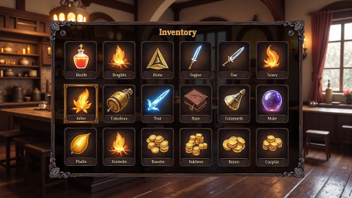 游戏更新公告海报,展示新版本界面,金色边框装饰,背景为游戏场景,色彩鲜艳