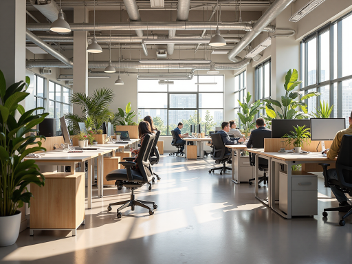 开发团队办公室内部,现代化办公环境,多人在电脑前工作,墙上挂着游戏海报,明亮自然光